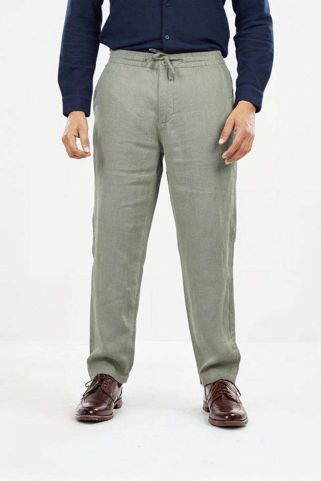 Solid-Linen-Straight-Fit-Men-s-Casual-Trousers