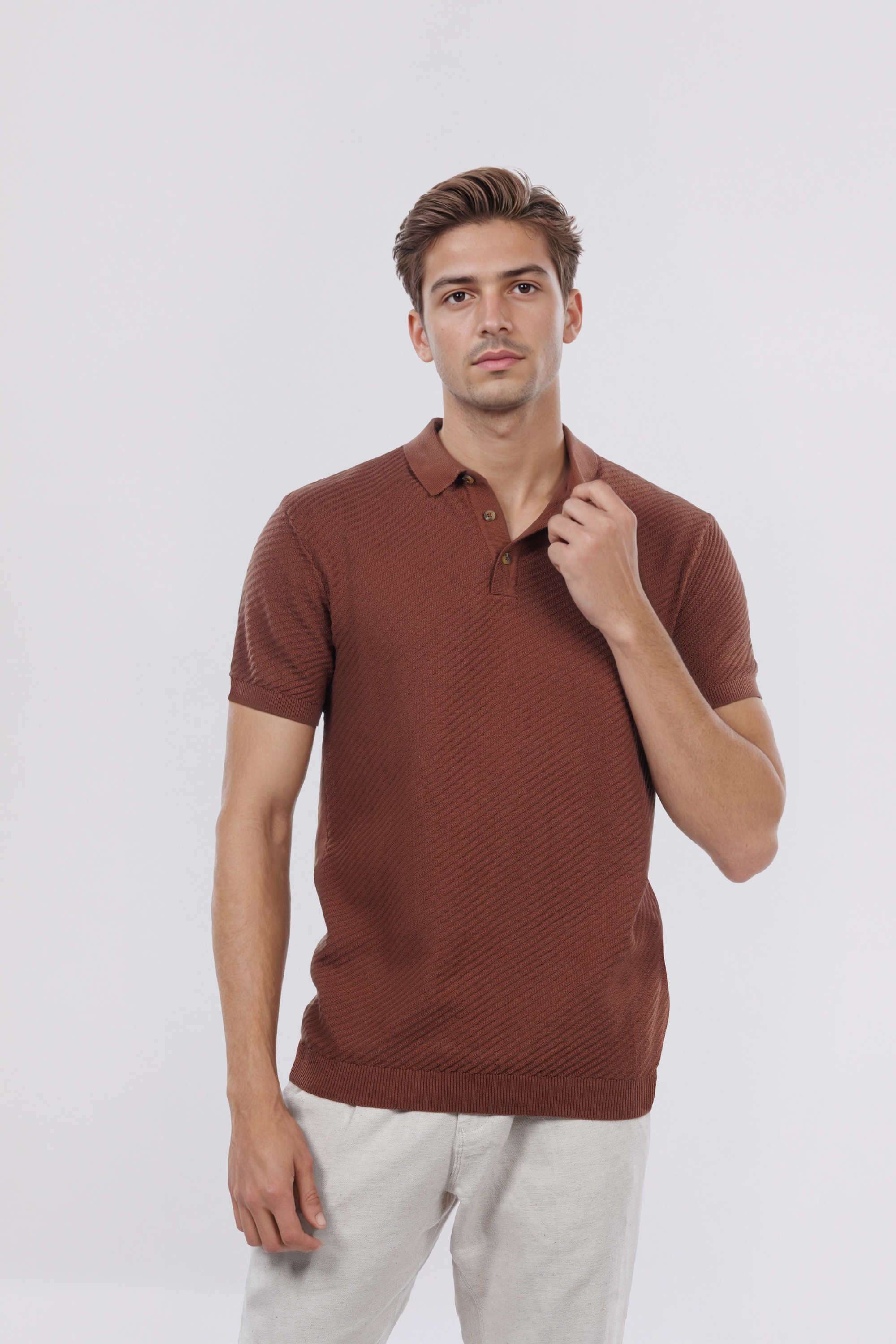 Textured-Cotton-Regular-Fit-Men-T-Shirt