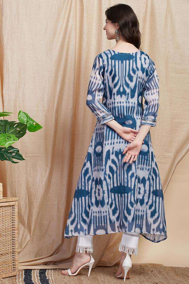 Printed-Cotton-Round-Neck-Women-s-Casual-Wear-Kurta