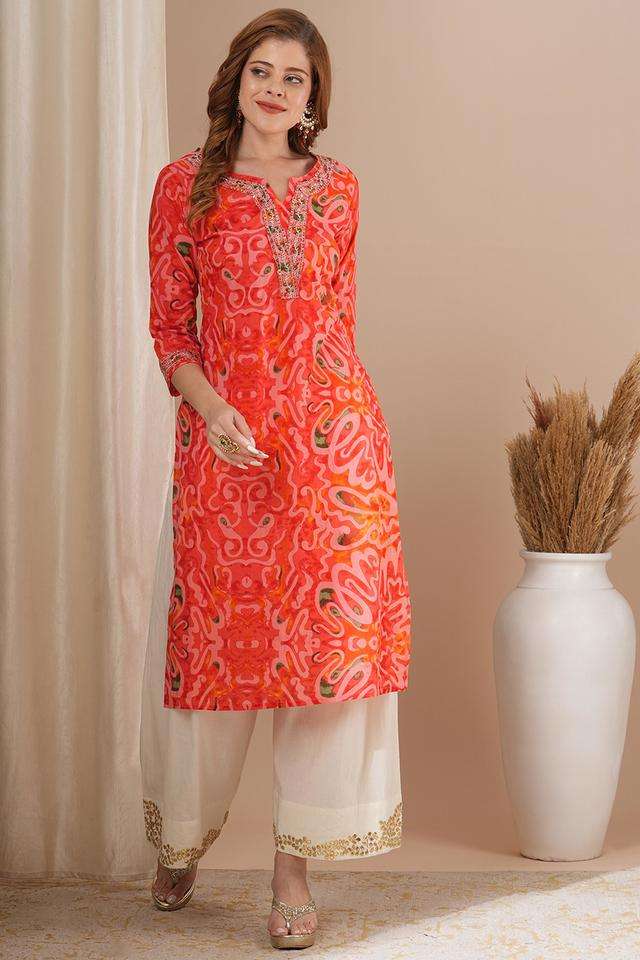 Printed-Cotton-Round-Neck-Women-s-Casual-Wear-Kurta