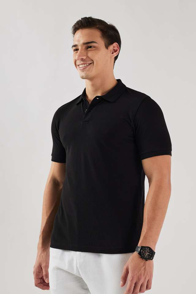 Solid-Blended-Fabric-Polo-Men-s-T-Shirt
