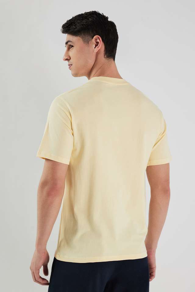 Buy FRATINI yellow Solid Cotton Relaxed Fit Men T-Shirt | Shoppers