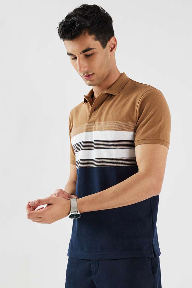 Stripes-Blended-Fabric-Polo-Men-s-T-Shirt