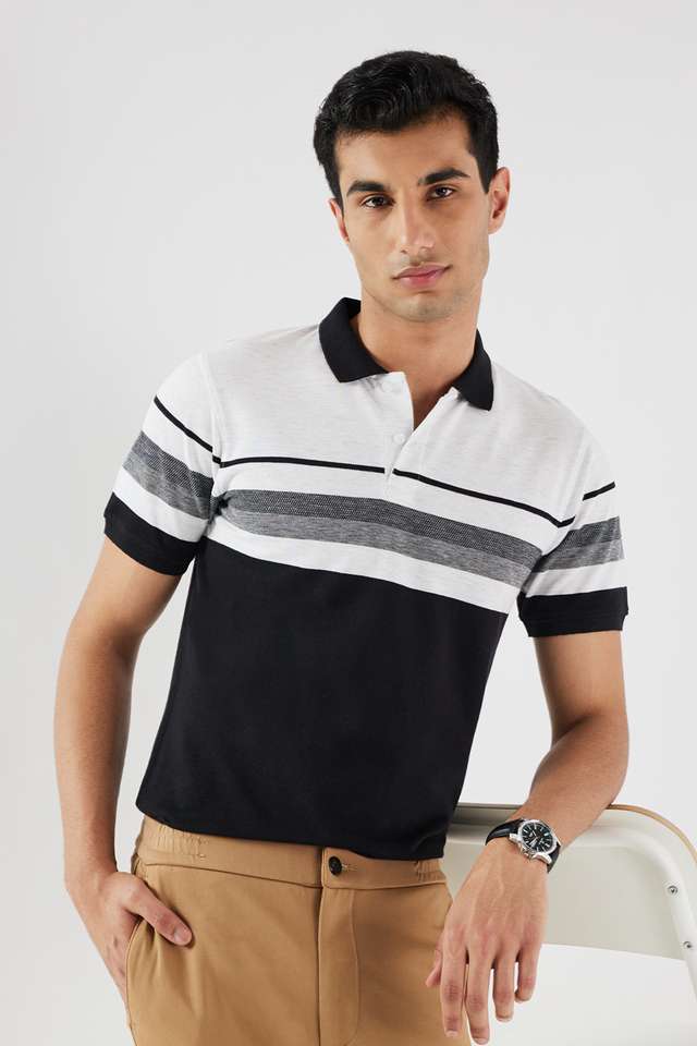 Stripes-Blended-Fabric-Polo-Men-s-T-Shirt