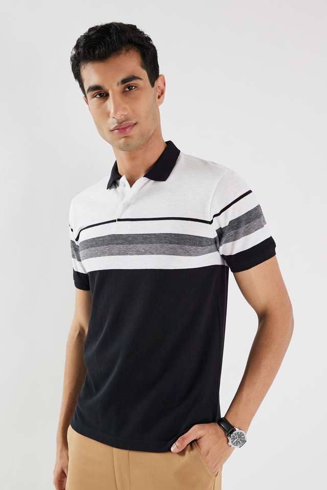 Stripes-Blended-Fabric-Polo-Men-s-T-Shirt