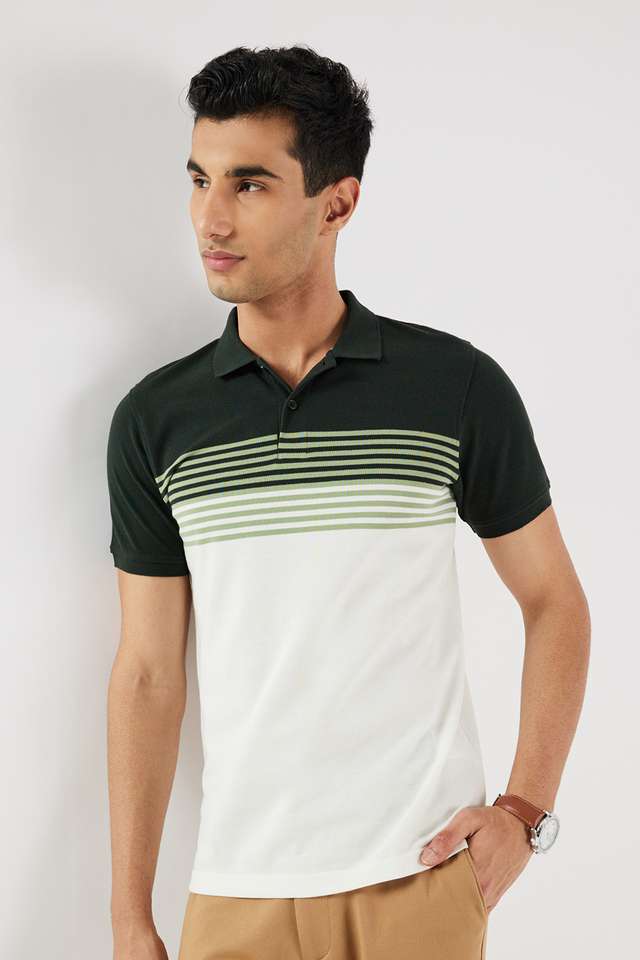 Stripes-Blended-Fabric-Polo-Men-s-T-Shirt