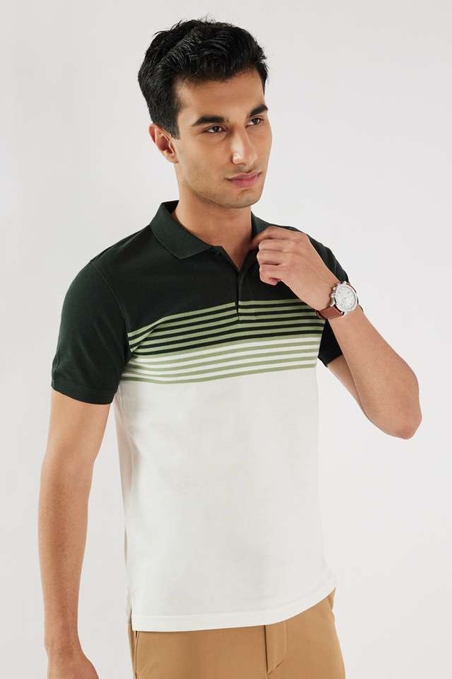Stripes-Blended-Fabric-Polo-Men-s-T-Shirt
