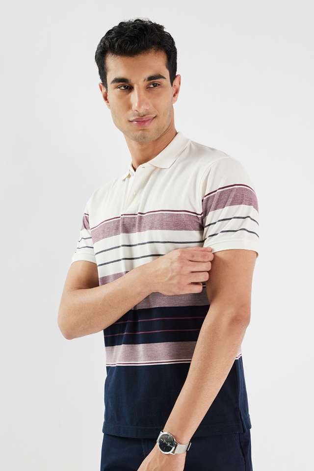 Stripes-Blended-Fabric-Polo-Men-s-T-Shirt