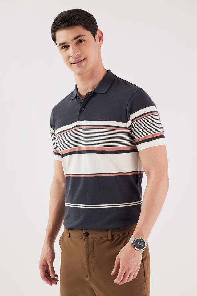 Stripes-Blended-Fabric-Polo-Men-s-T-Shirt