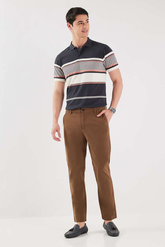 Stripes-Blended-Fabric-Polo-Men-s-T-Shirt