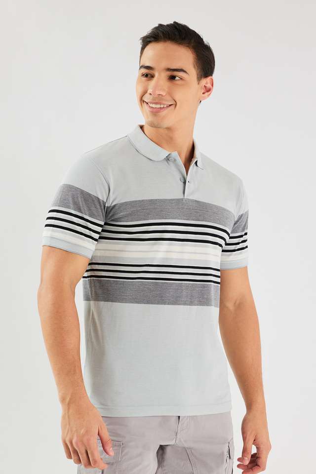 Stripes-Blended-Fabric-Polo-Men-s-T-Shirt