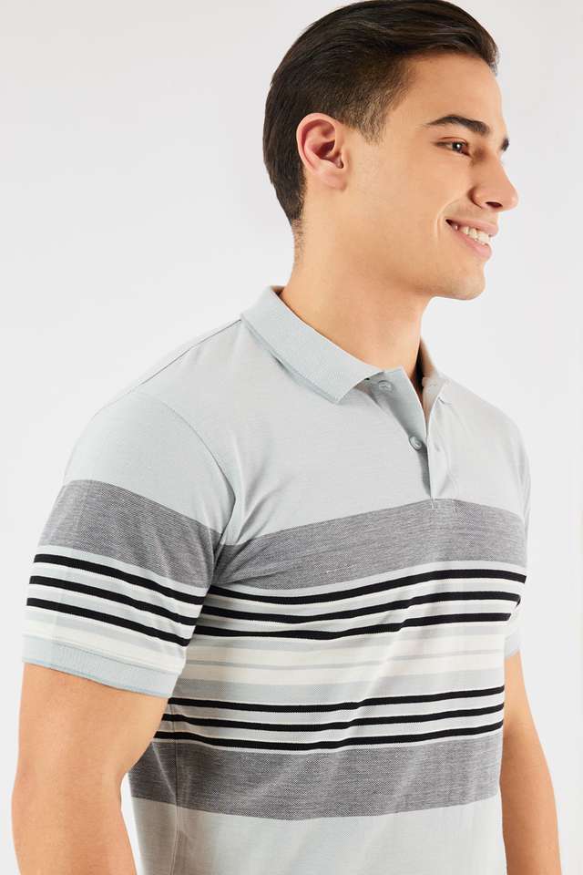 Stripes-Blended-Fabric-Polo-Men-s-T-Shirt