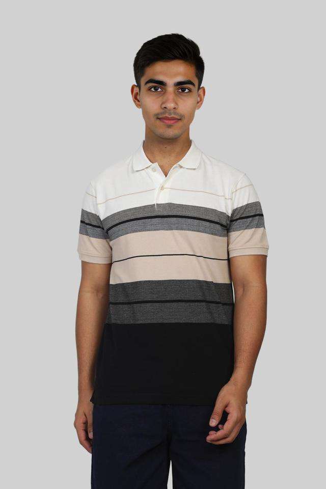 Stripes-Blended-Fabric-Polo-Men-s-T-Shirt