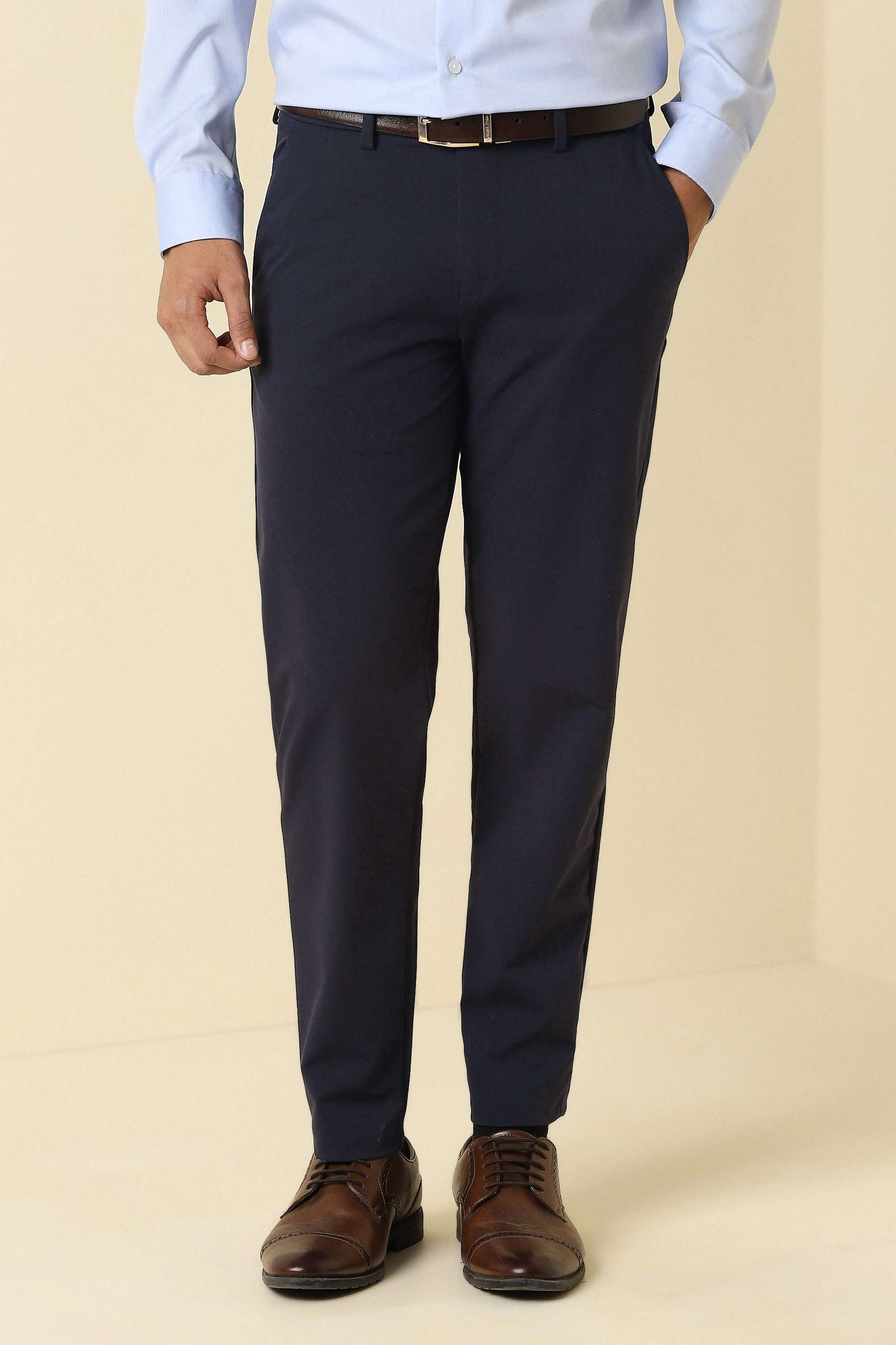 Solid-Nylon-Regular-Fit-Men-s-Trousers