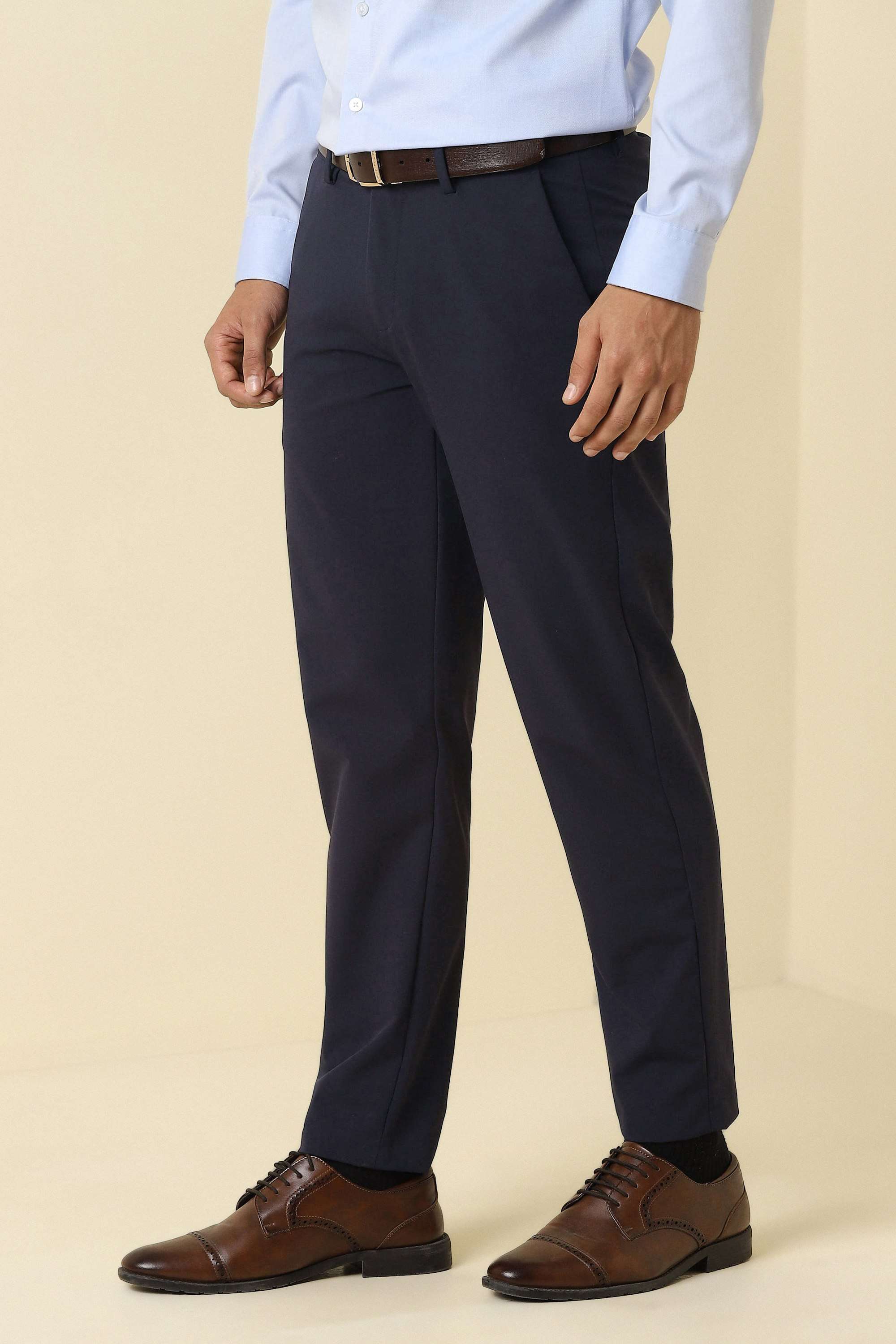 Solid-Nylon-Regular-Fit-Men-s-Trousers