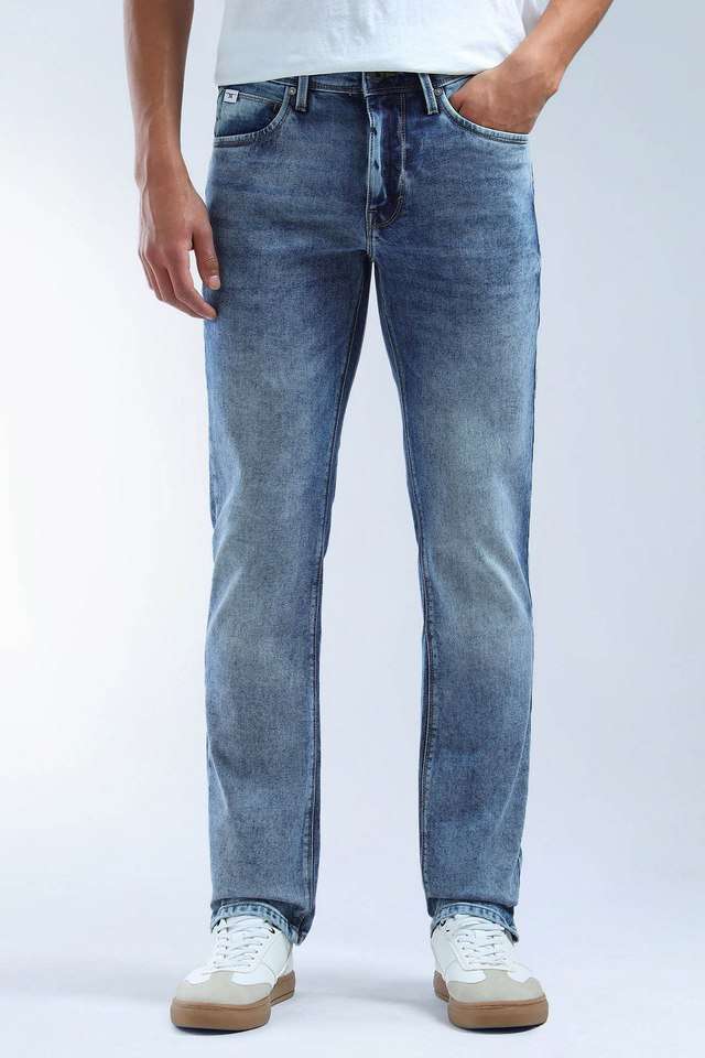 Light-Wash-Blended-Fabric-Straight-Fit-Men-s-Jeans