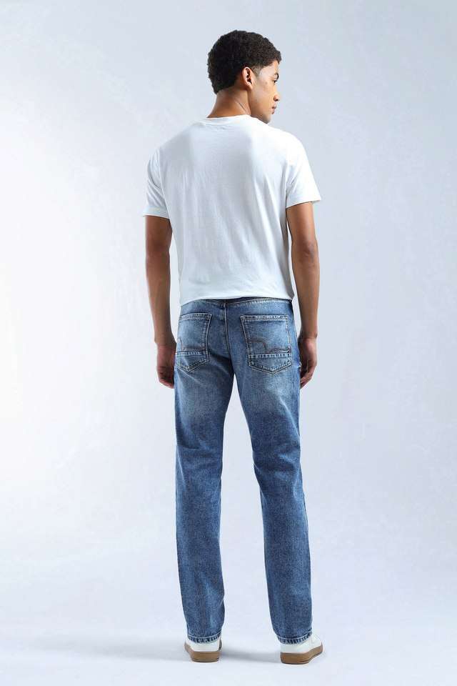 Light-Wash-Blended-Fabric-Straight-Fit-Men-s-Jeans