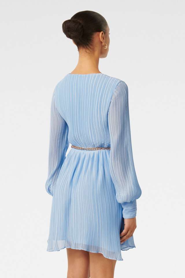 Textured-V-Neck-Polyester-Women-s-Mid-Thigh-Dress