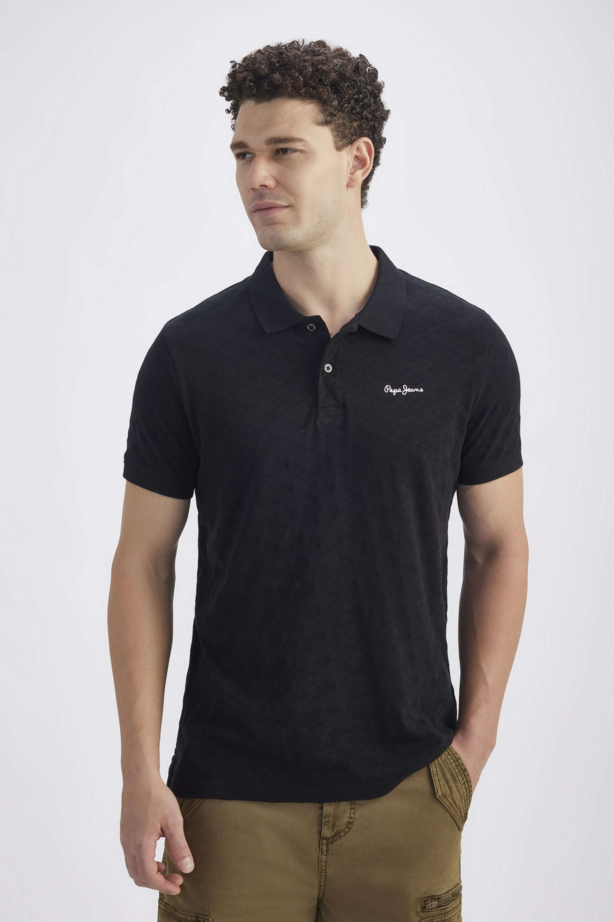 Textured-Cotton-Regular-Fit-Men-Polo-T-Shirt