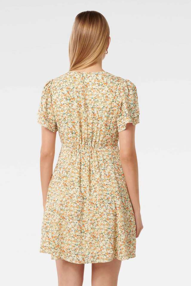 Floral-Viscose-V-Neck-Women-s-Mini-Dress