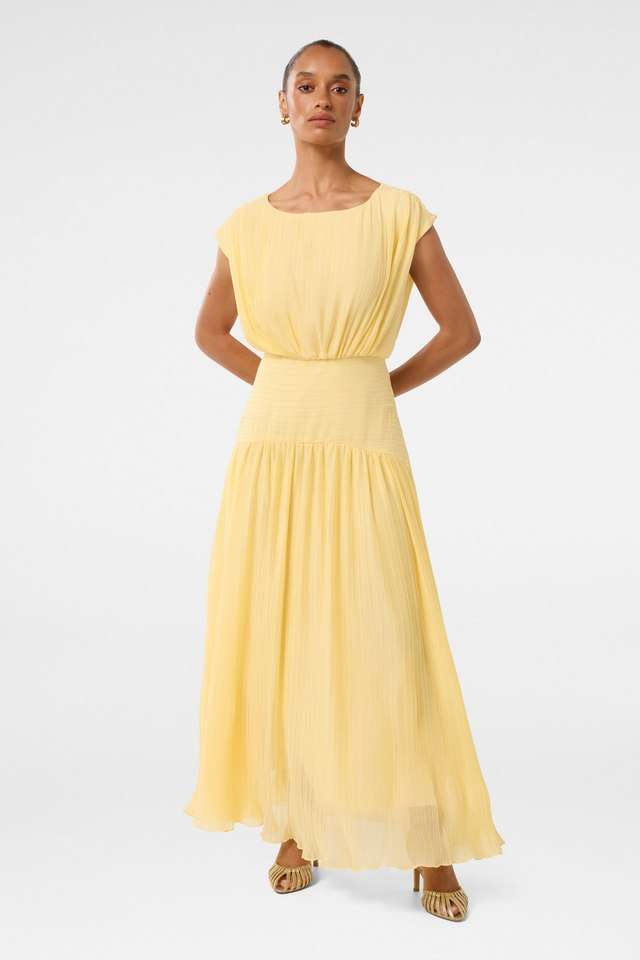 Solid-Polyester-Boat-Neck-Womens-Party-Wear-Dress