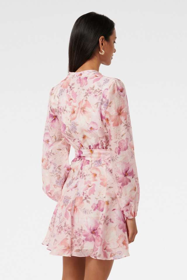 Floral-Lyocell-Mandarin-Collar-Womens-Party-Wear-Dress