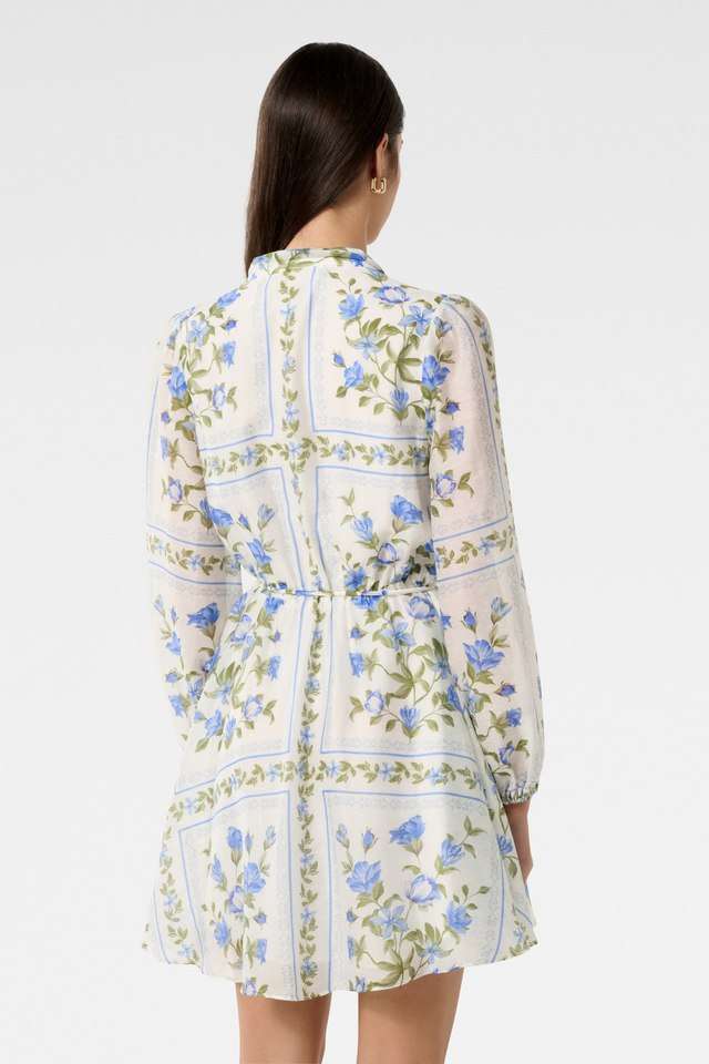 Floral-Collared-Blended-Fabric-Women-s-Mini-Dress