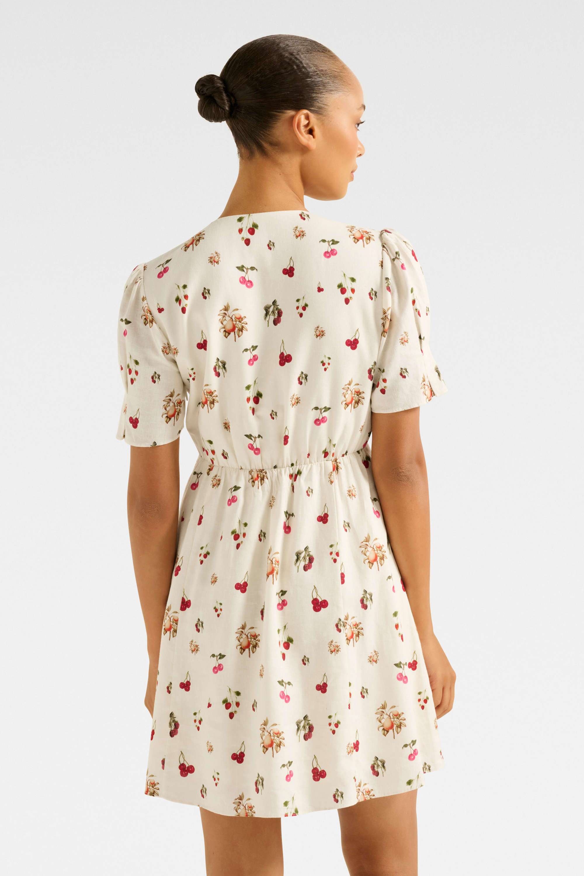 Printed-V-Neck-Blended-Fabric-Women-s-Dress