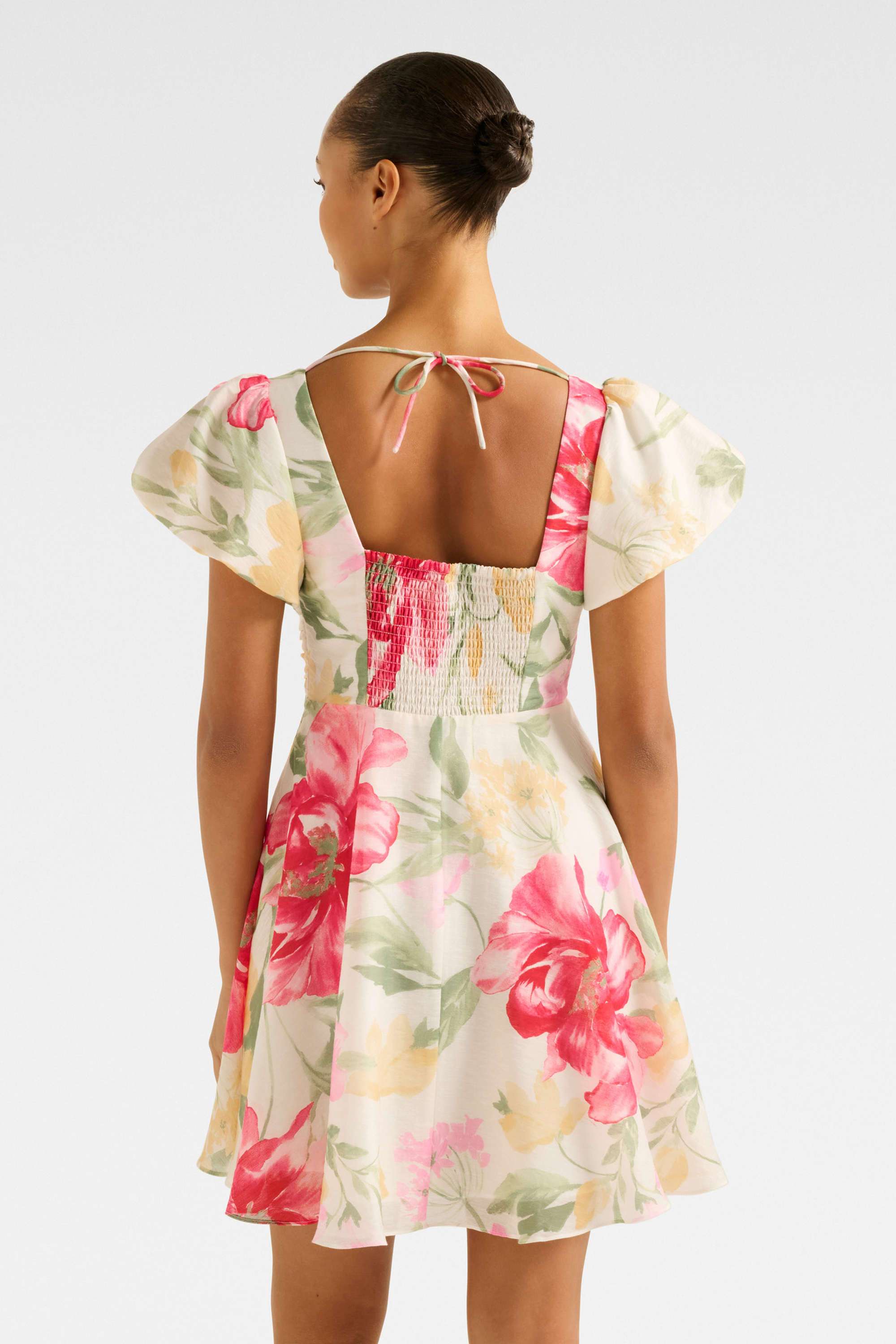Floral-Blended-Fabric-V-Neck-Women-s-Dress
