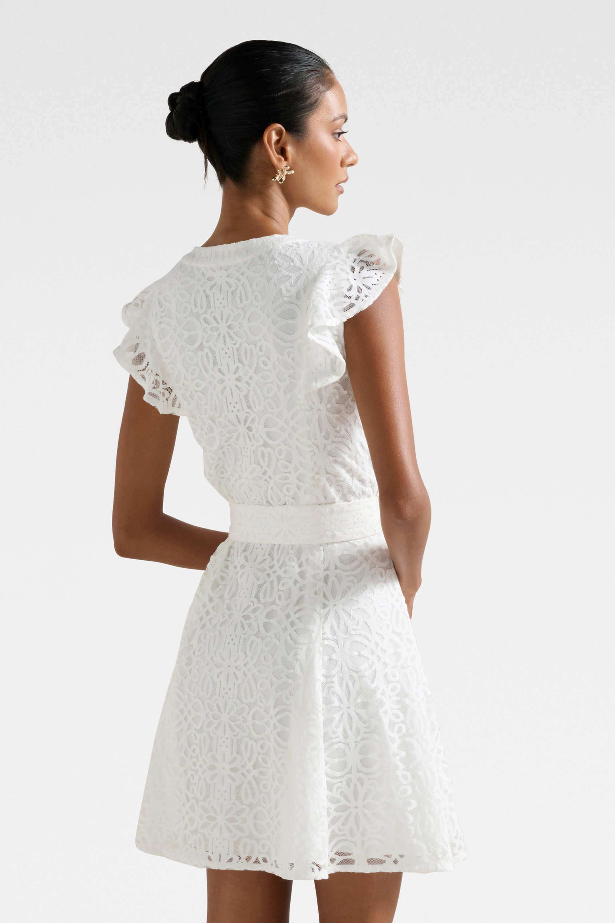 Solid-V-Neck-Blended-Fabric-Women-s-Dress