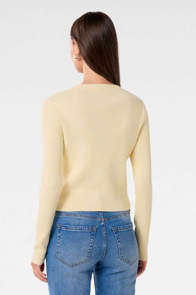 Solid-Round-Neck-Blended-Fabric-Women-s-Casual-Wear-Cardigan