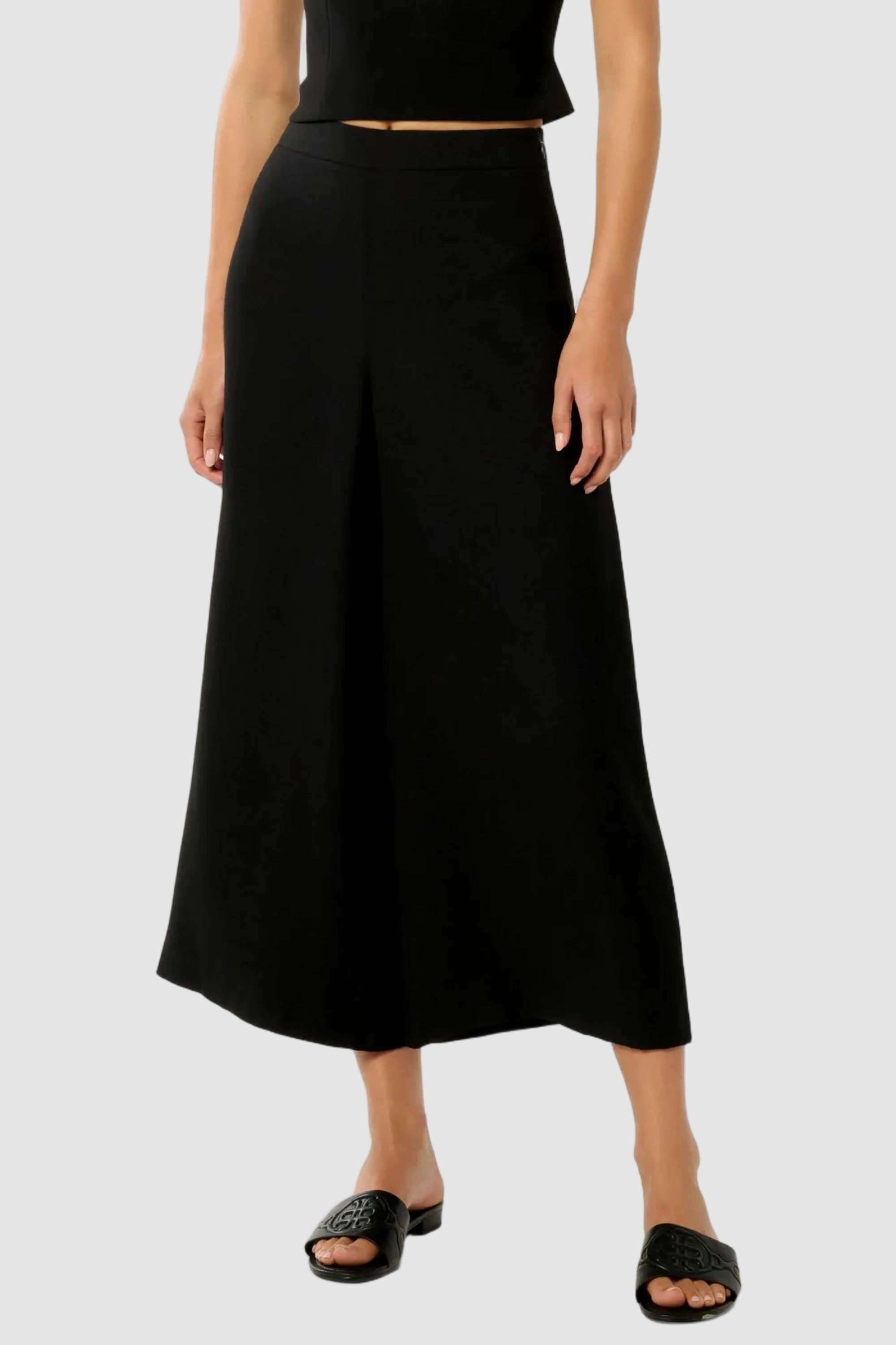 Solid-Relaxed-Fit-Blended-Fabric-Women-s-Casual-Wear-Culottes