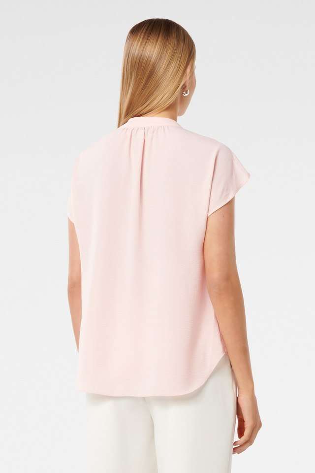 Solid-Polyester-Collared-Women-s-Blouse