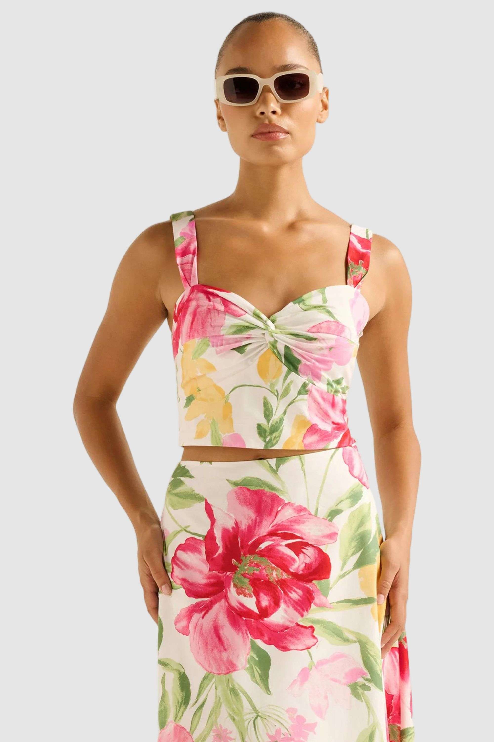 Floral-Cotton-Sweetheart-Neck-Women-s-Top