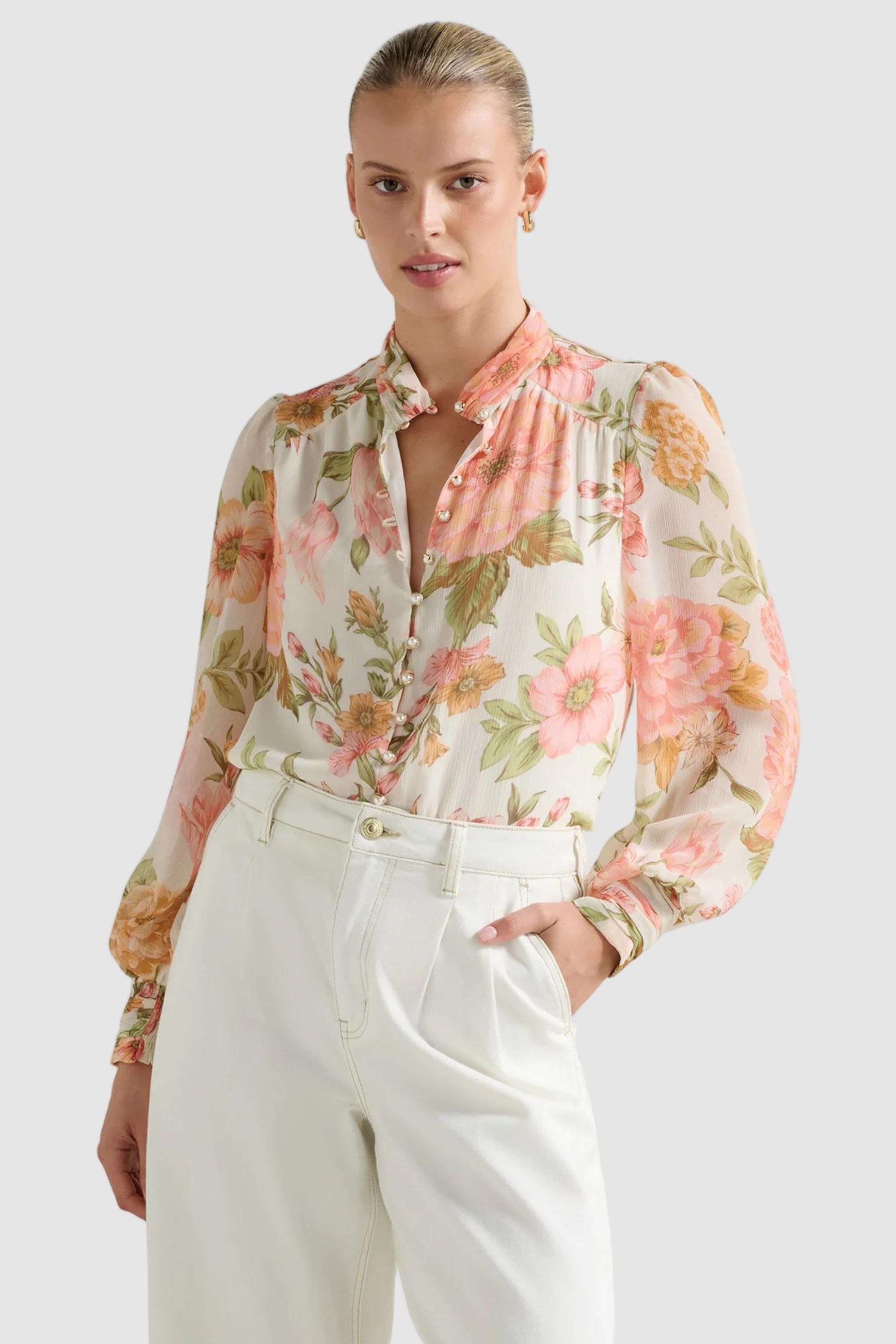 Floral-Polyester-Collared-Women-s-Pauline-Top