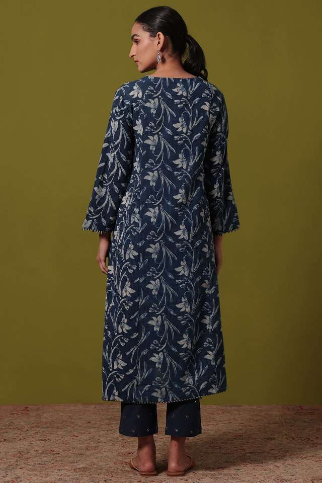 Floral-Cotton-Round-Neck-Women-s-Festive-Wear-Kurta