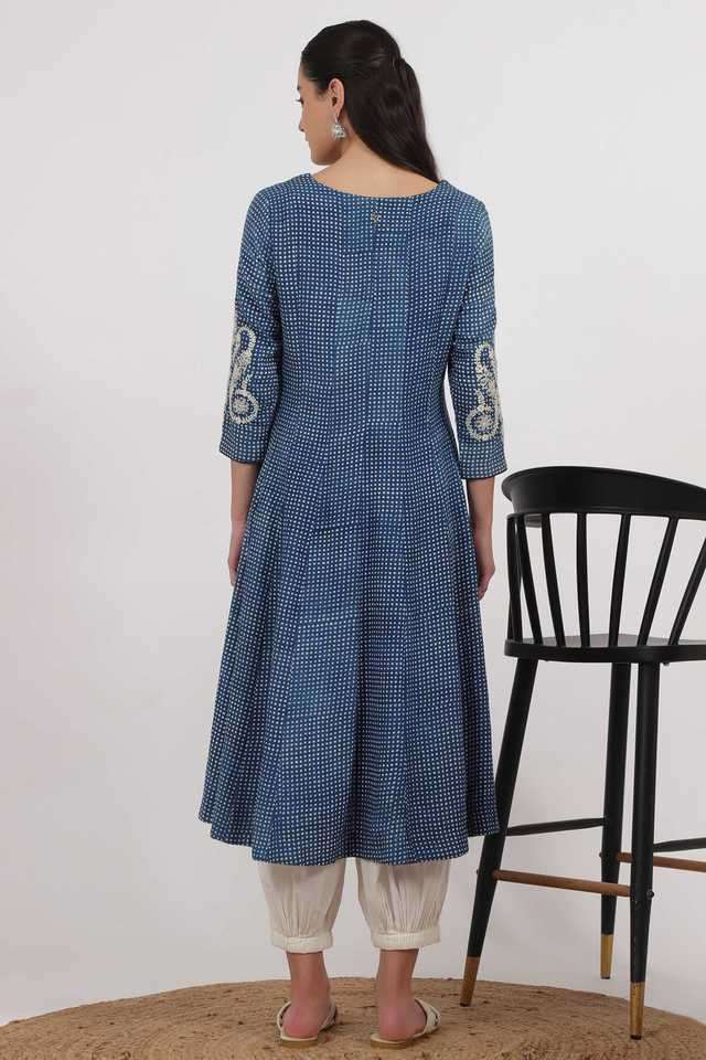 Polka-Dots-Pure-Cotton-V-Neck-Women-s-Casual-Wear-Kurta