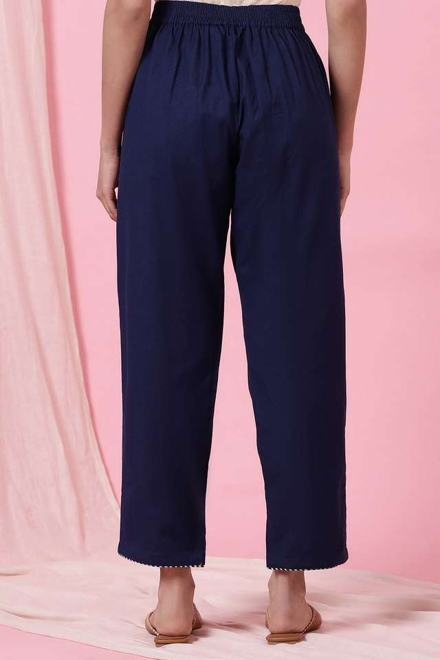 Solid-Regular-Fit-Cotton-Blend-Women-s-Casual-Wear-Pants