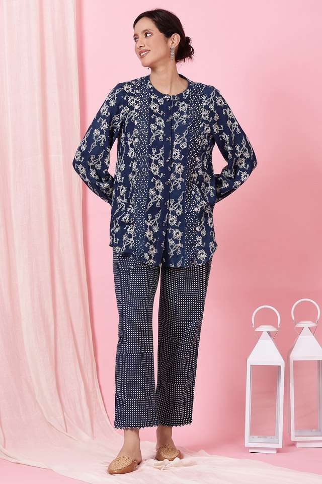 folksong Floral Cotton Collared Women Top-picture-17