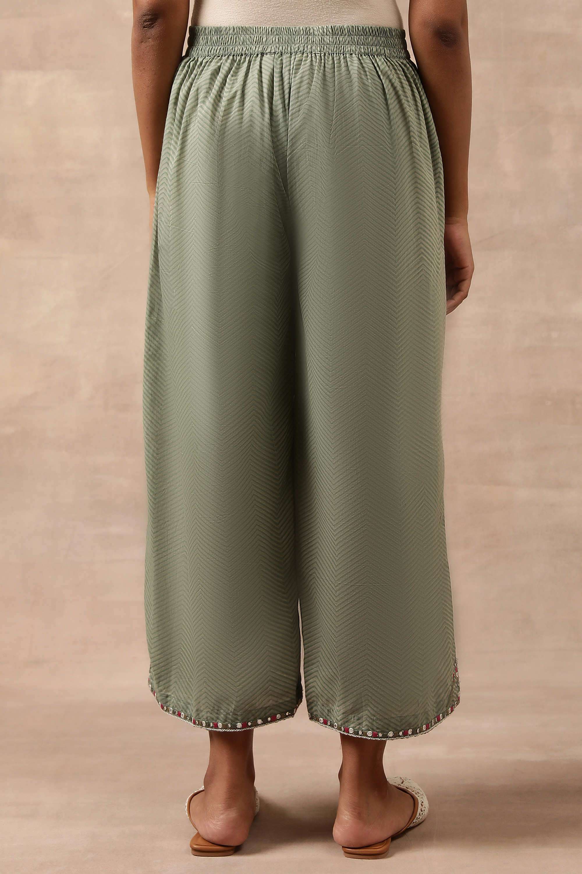 Chevron-Calf-Length-Cotton-Woven-Women-Palazzo