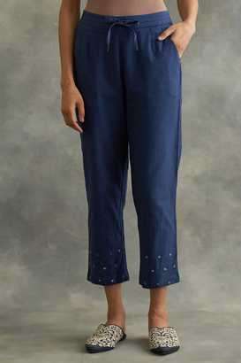 Solid-Ankle-Length-Cotton-Blend-Woven-Women-Pant