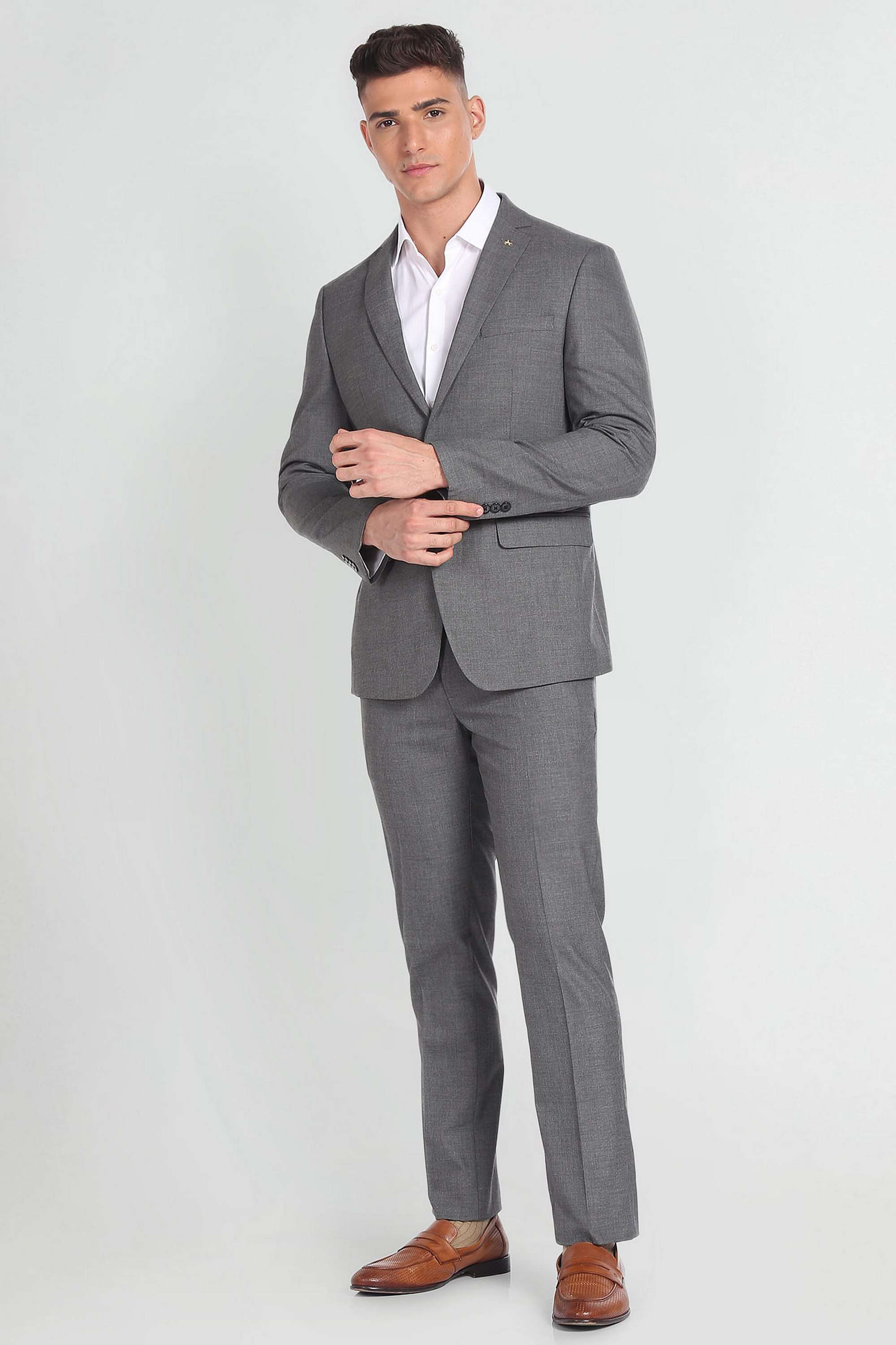 Solid-Polyester-Viscose-Regular-Fit-Men-s-Formal-Suit