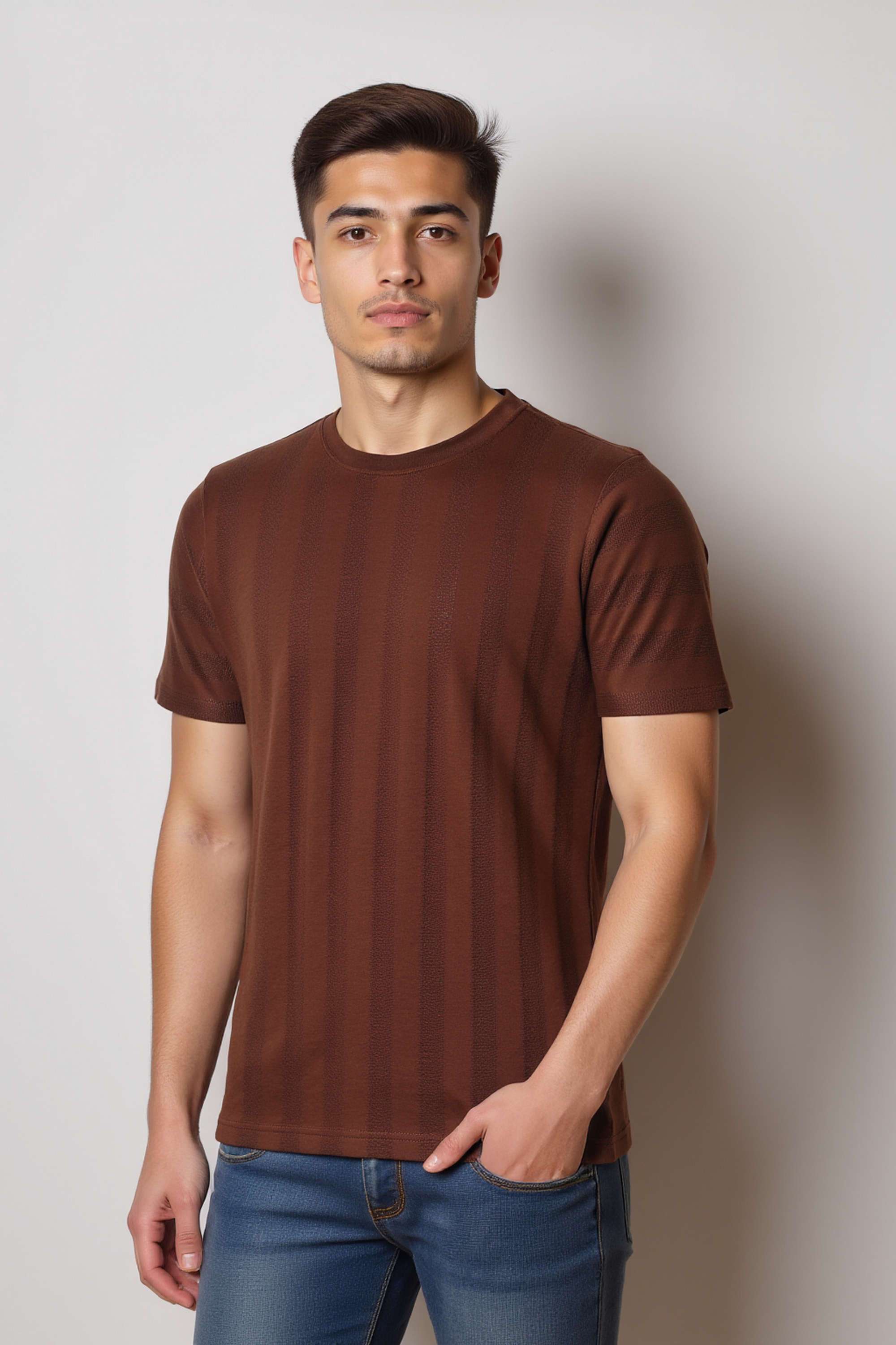 Textured-Stripes-Cotton-Round-Neck-Men-s-T-Shirt