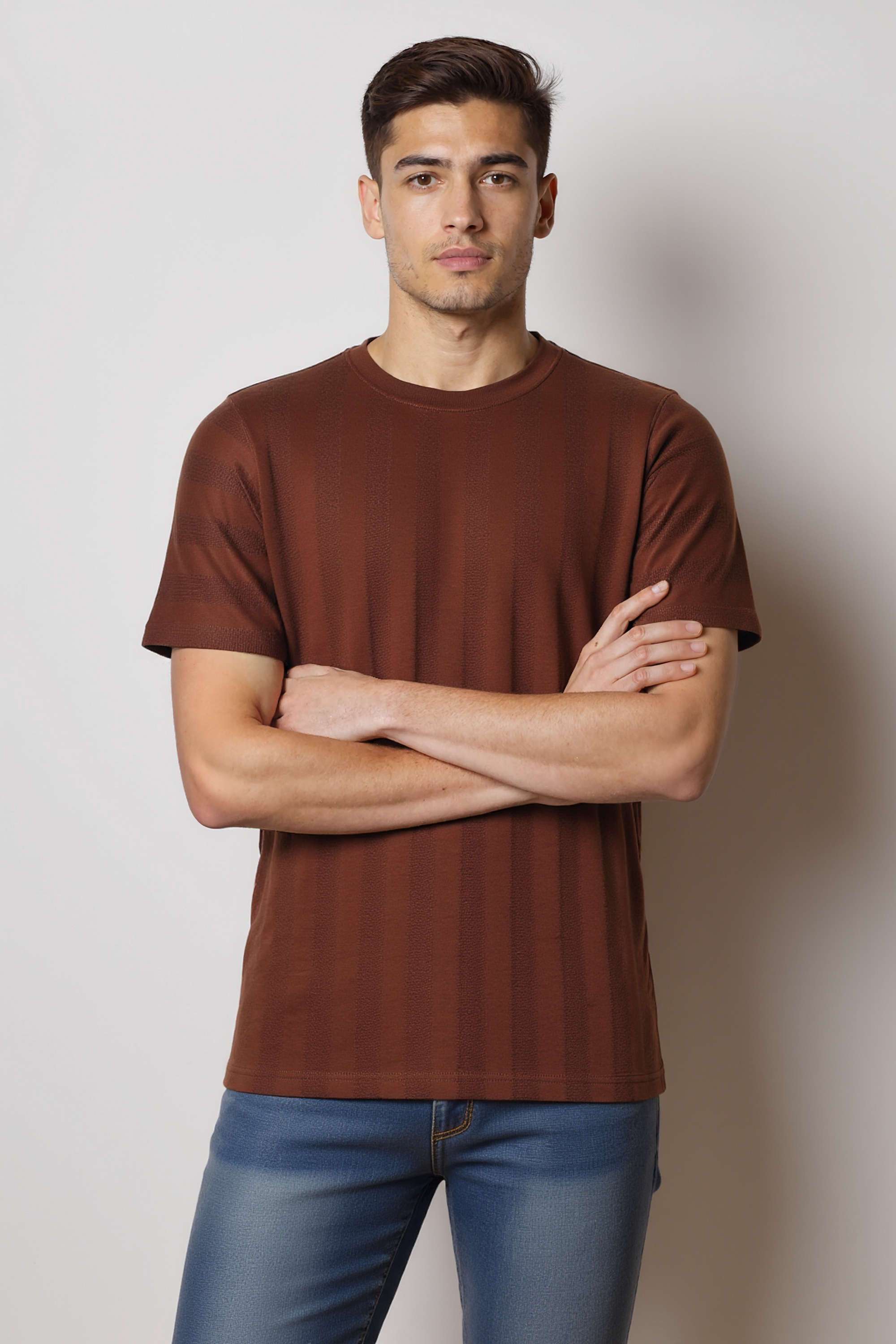 Textured-Stripes-Cotton-Round-Neck-Men-s-T-Shirt