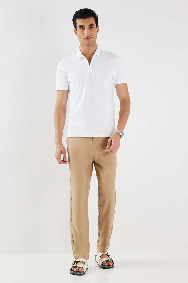 Solid-Cotton-Blend-Polo-Men-s-T-Shirt