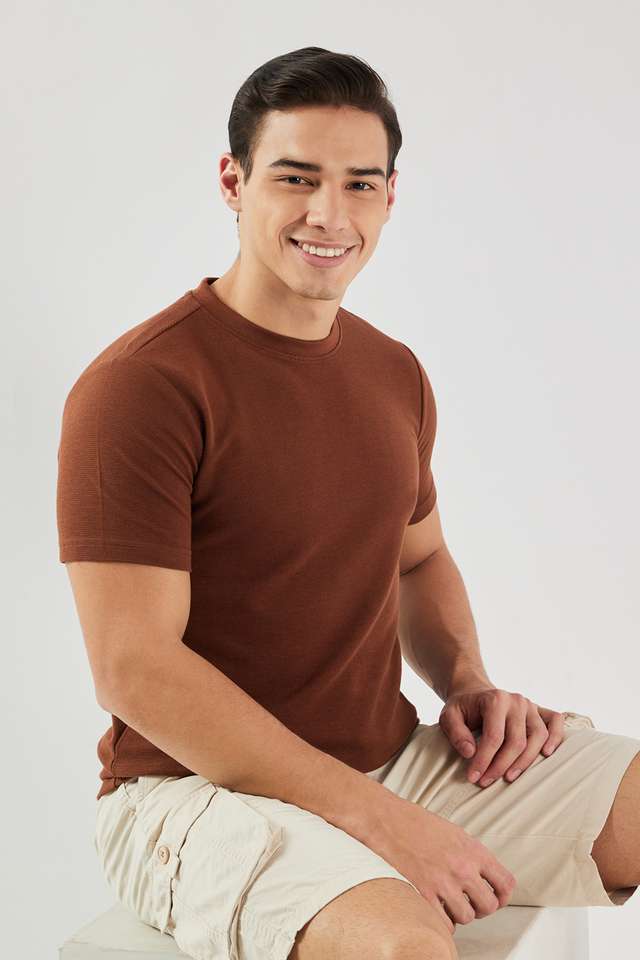Solid-Blended-Fabric-Round-Neck-Men-s-T-Shirt