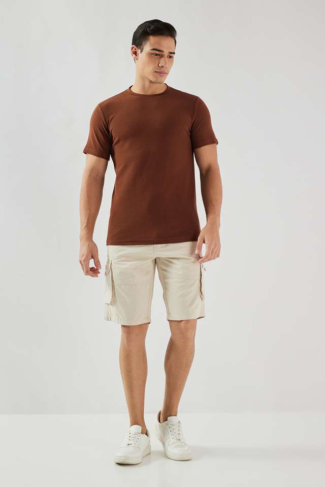 Solid-Blended-Fabric-Round-Neck-Men-s-T-Shirt