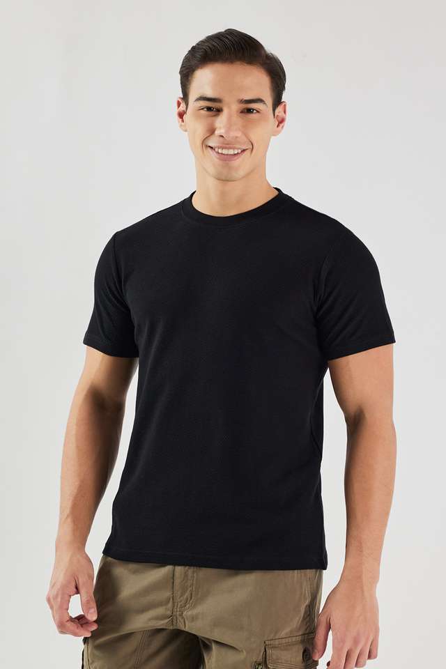Textured-Cotton-Round-Neck-Men-s-T-Shirt