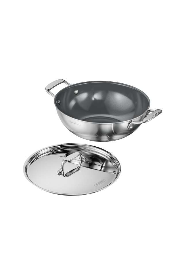 Fusao-Ex+-Triply-Ceramic-24Cm-Kadai-With-Ss-Lid