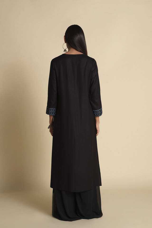 Dobby-Viscose-Round-Neck-Women-s-Casual-Wear-Kurta